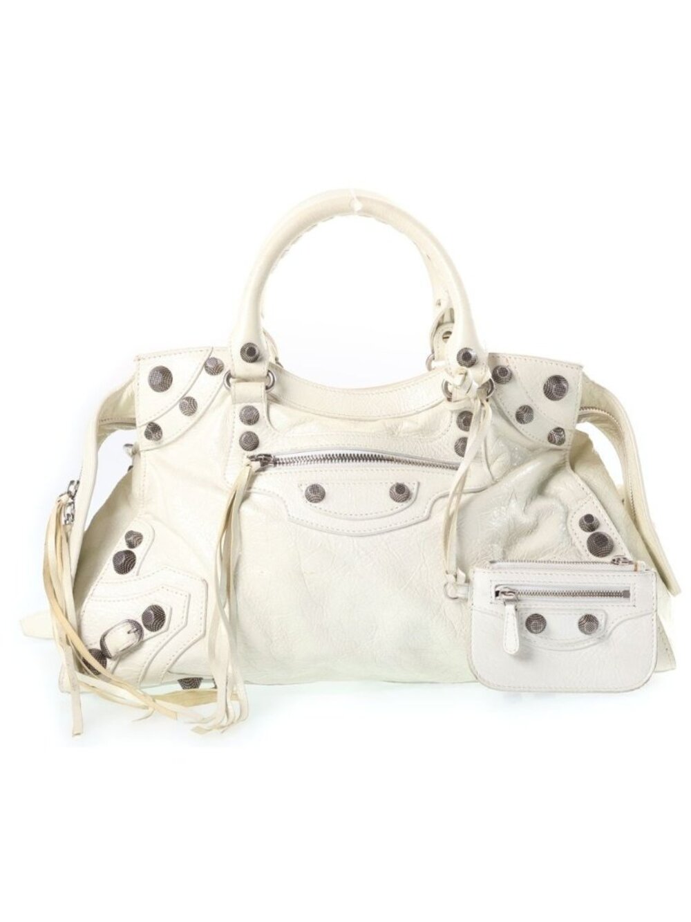 Balenciaga Neo Cagole City Handbag Arena Lambskin Neo White